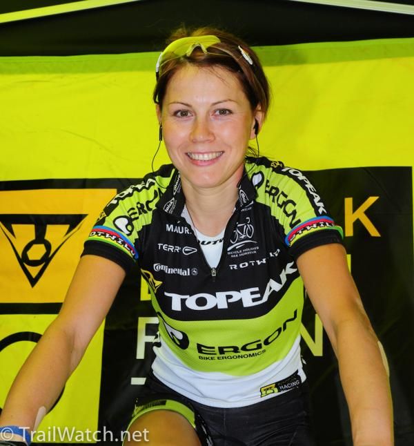 World Champion Irina Kalentieva (Topeak Ergon) warming up on a trainer