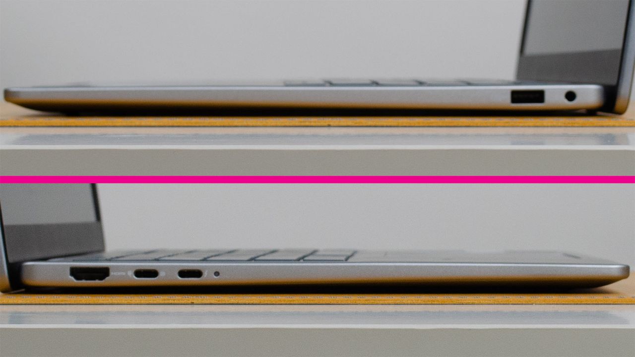 The ports on either side of the Dell 14 plus