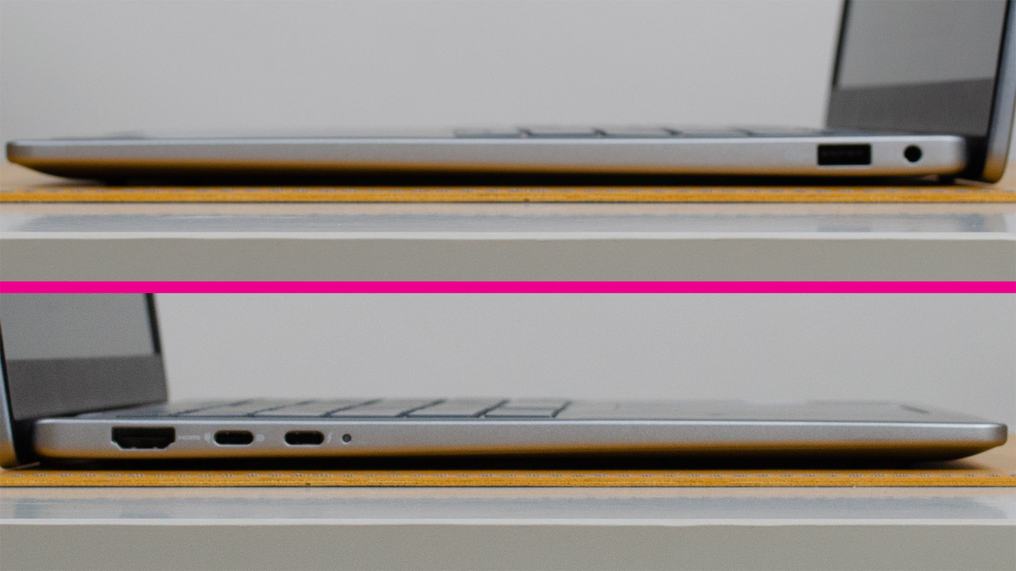 The ports on either side of the Dell 14 plus