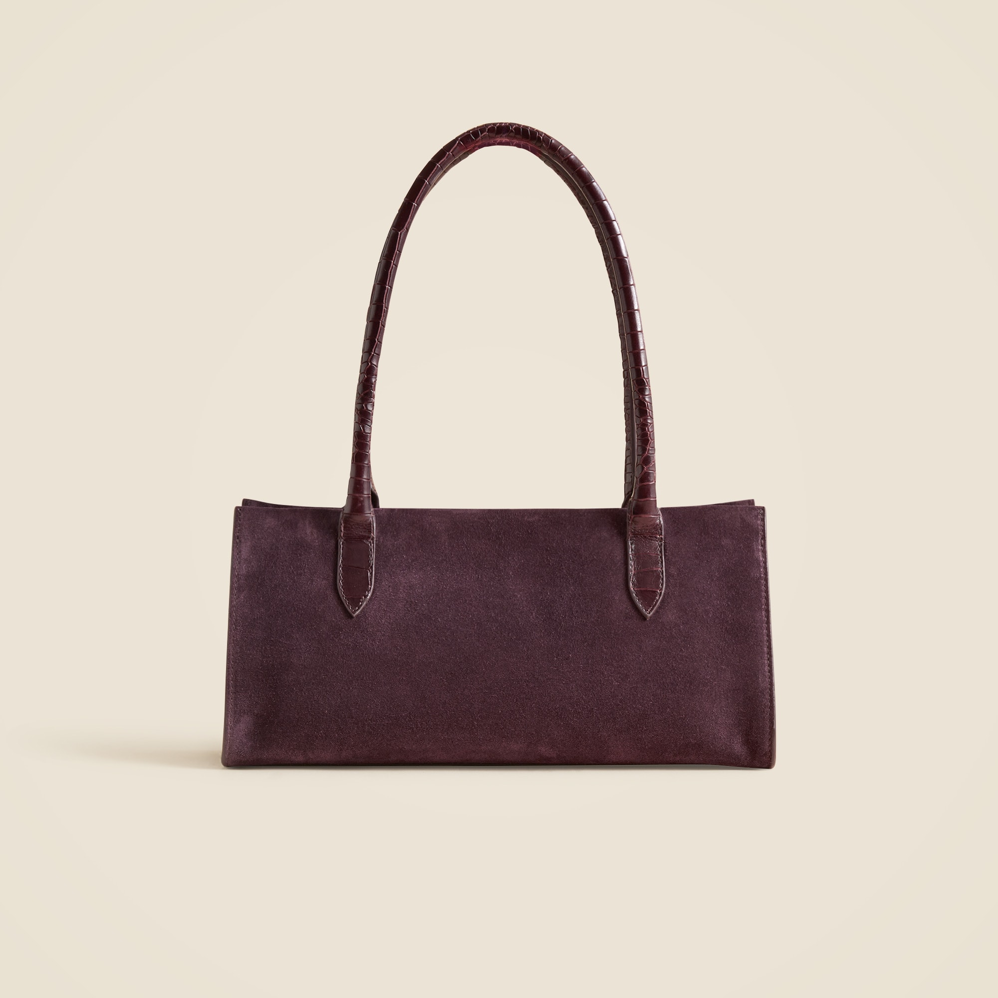 Berkeley Structured Shoulder Bag in Suede and Croc-Embossed Leather