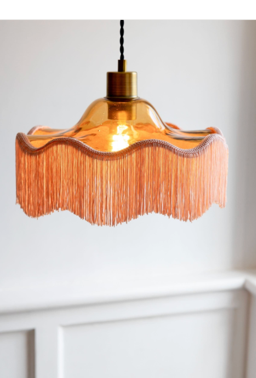 Rocket St. George, Amber Orange Fringe Glass Pendant Light