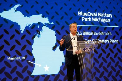 Ford chairman Bill Ford unveils EV battery plant