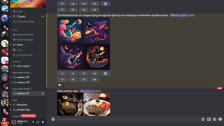 Midjourney Discord server with dragon prompt