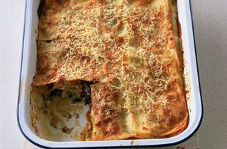 Ham and mushroom lasagne