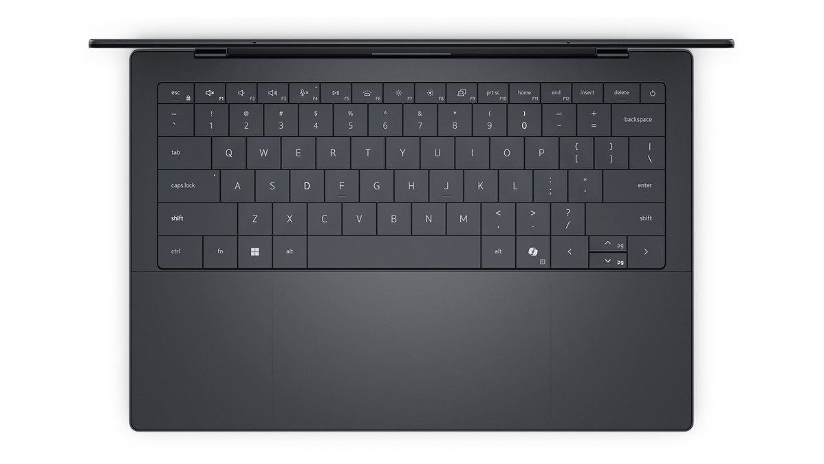 Dell XPS 14 laptop top-down view showing keyboard
