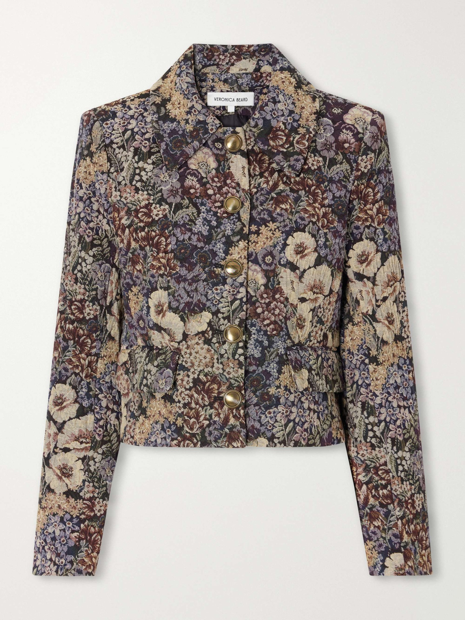 Wilde Cropped Floral-Brocade Jacket