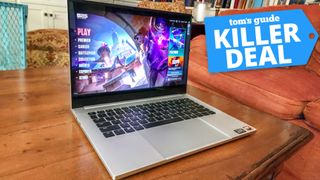 Razer Blade 14 with deal tag superimposed