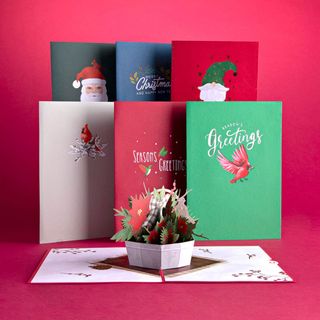 Set of festive Christmas cards, red background