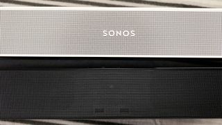 The Sonos Beam Gen 2 next to the Samsung HW-S60B