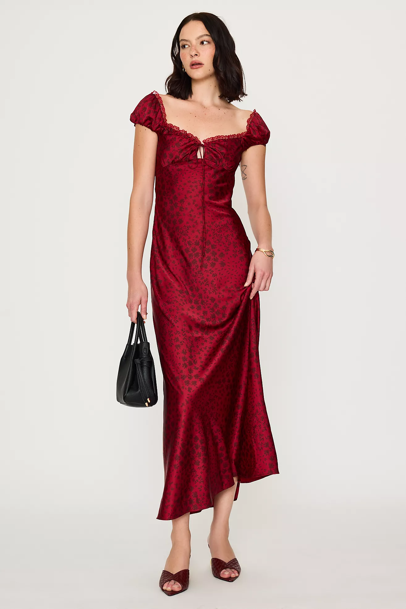 Bardot Stasia Floral Satin Maxi Slip Dress