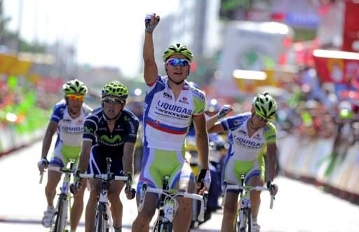 Peter Sagan (Liquigas-Cannondale) celebrates victory