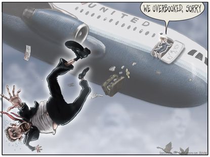 Editorial Cartoon U.S. United Airlines overbooked passenger dragged out