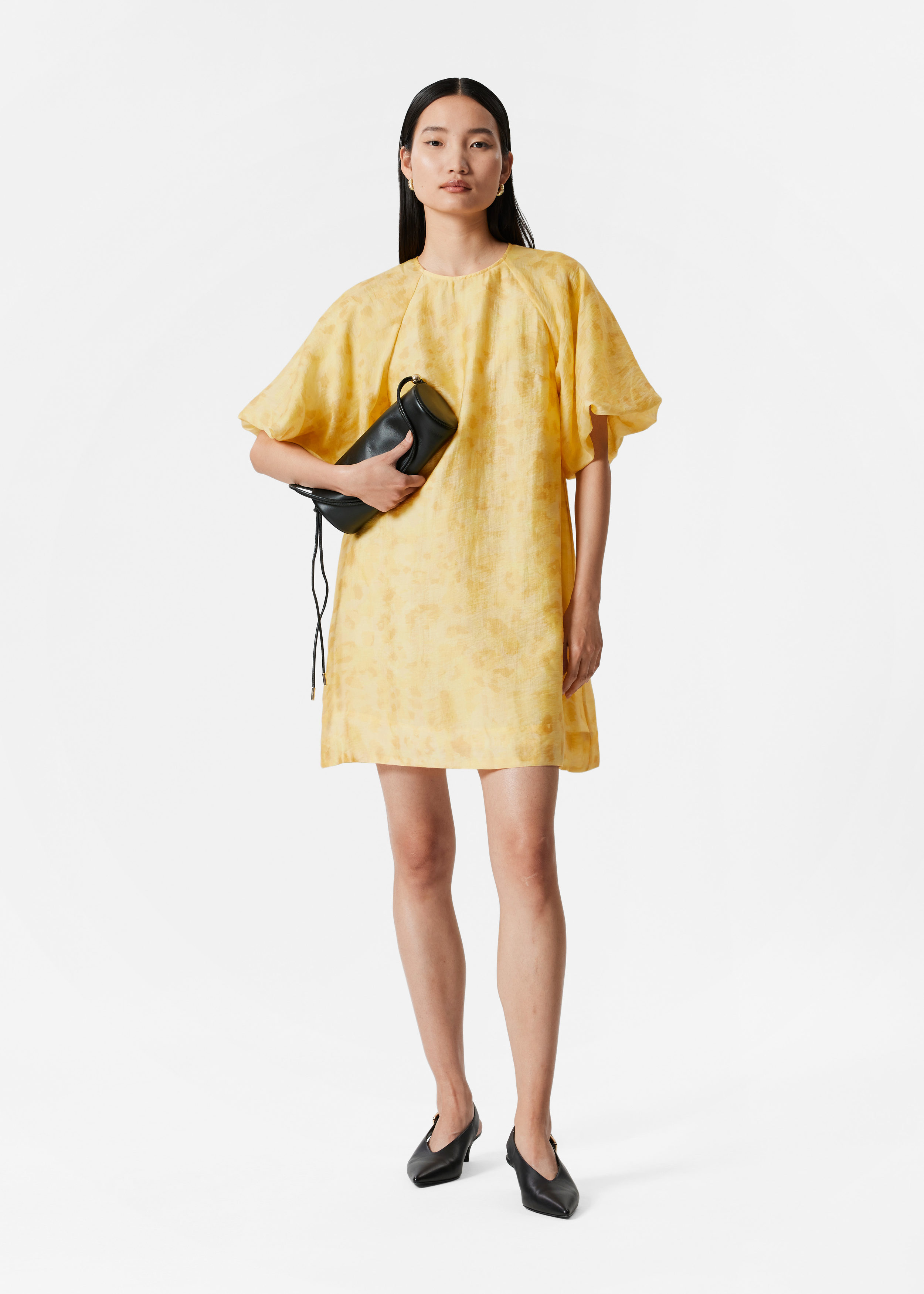 Balloon-Sleeve Mini Dress