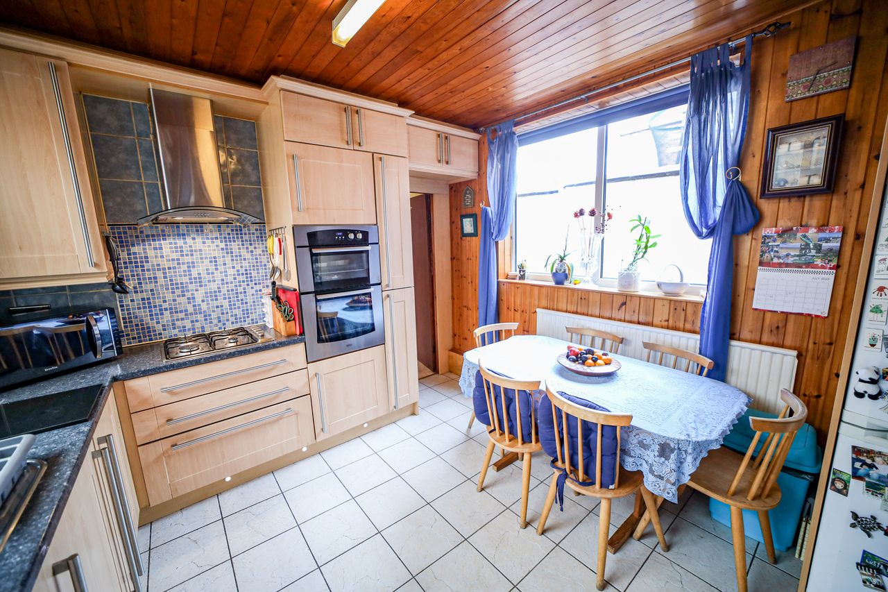 The kitchen features plenty of light
