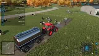 Farming Simulator 22 tractor pulling milk tank