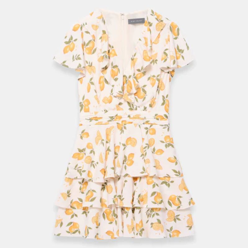 Sara Cox's lemon print mini dress from Mint Velvet