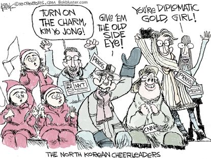 Political cartoon U.S. Kim Yo Jong North Korea media Olympics diplomacy