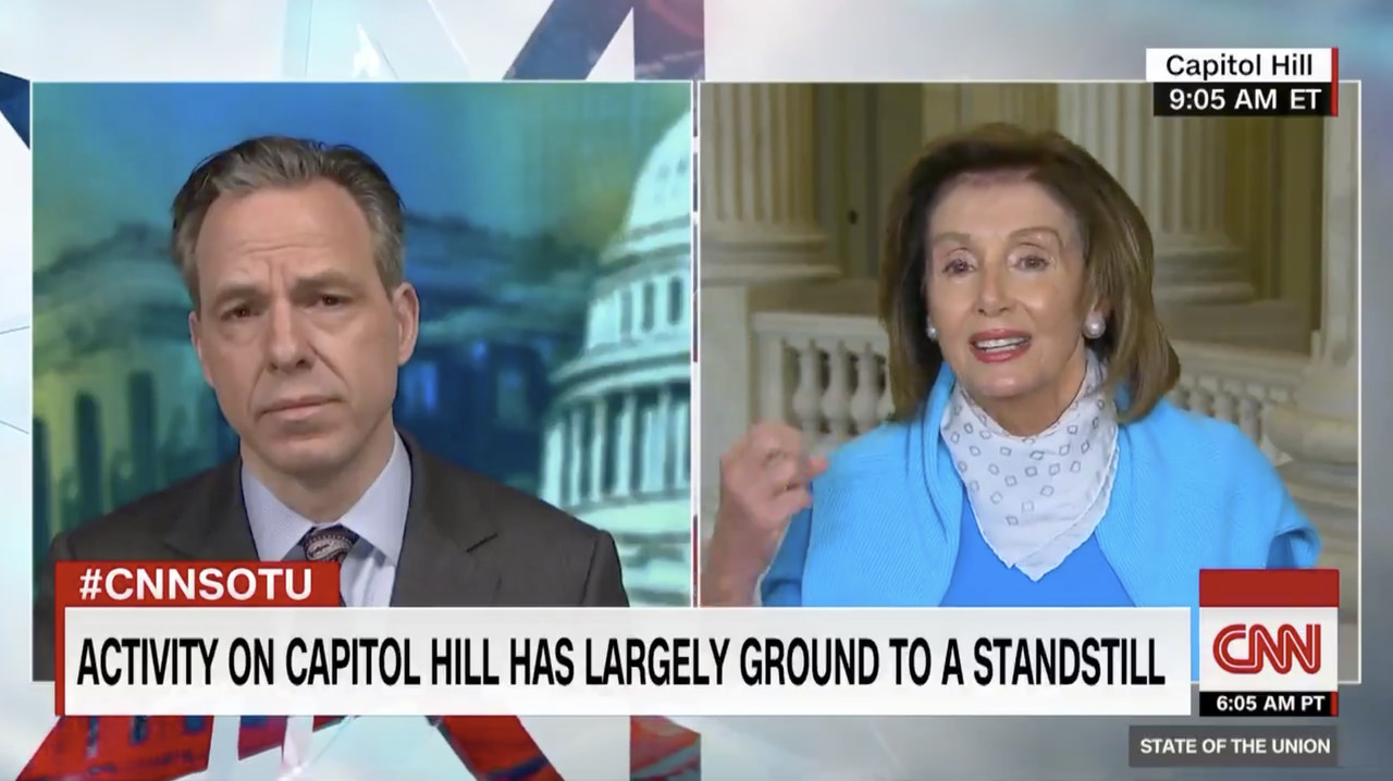 Jake Tapper and Nancy Pelosi.