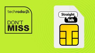 Straight Talk branded SIM on green background with don&#039;t miss text overlay