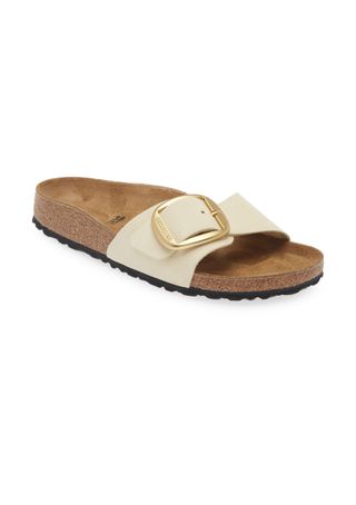 Weiße Birkenstock Madrid Big Buckle Slip-On-Sandalen