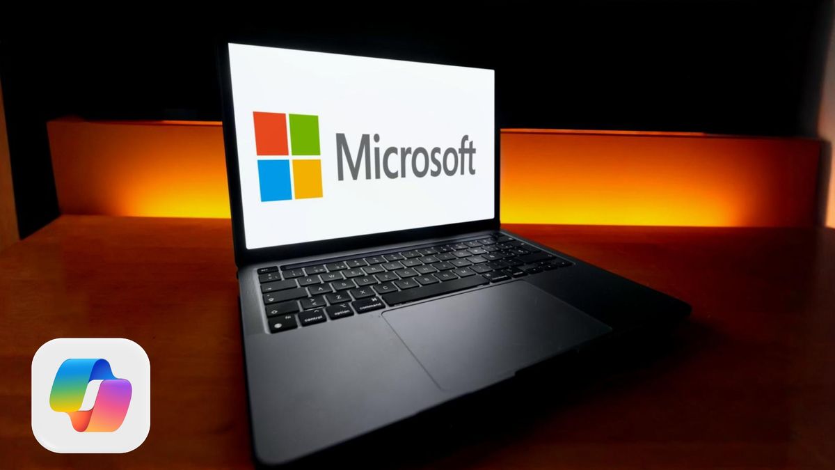 The Microsoft Corporation logo, the American multinational corporation and technology company best known for its Windows operating system software, appears on a MacBook.