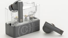 Moondrop Space Travel 2 Ultra earbuds on a light grey background