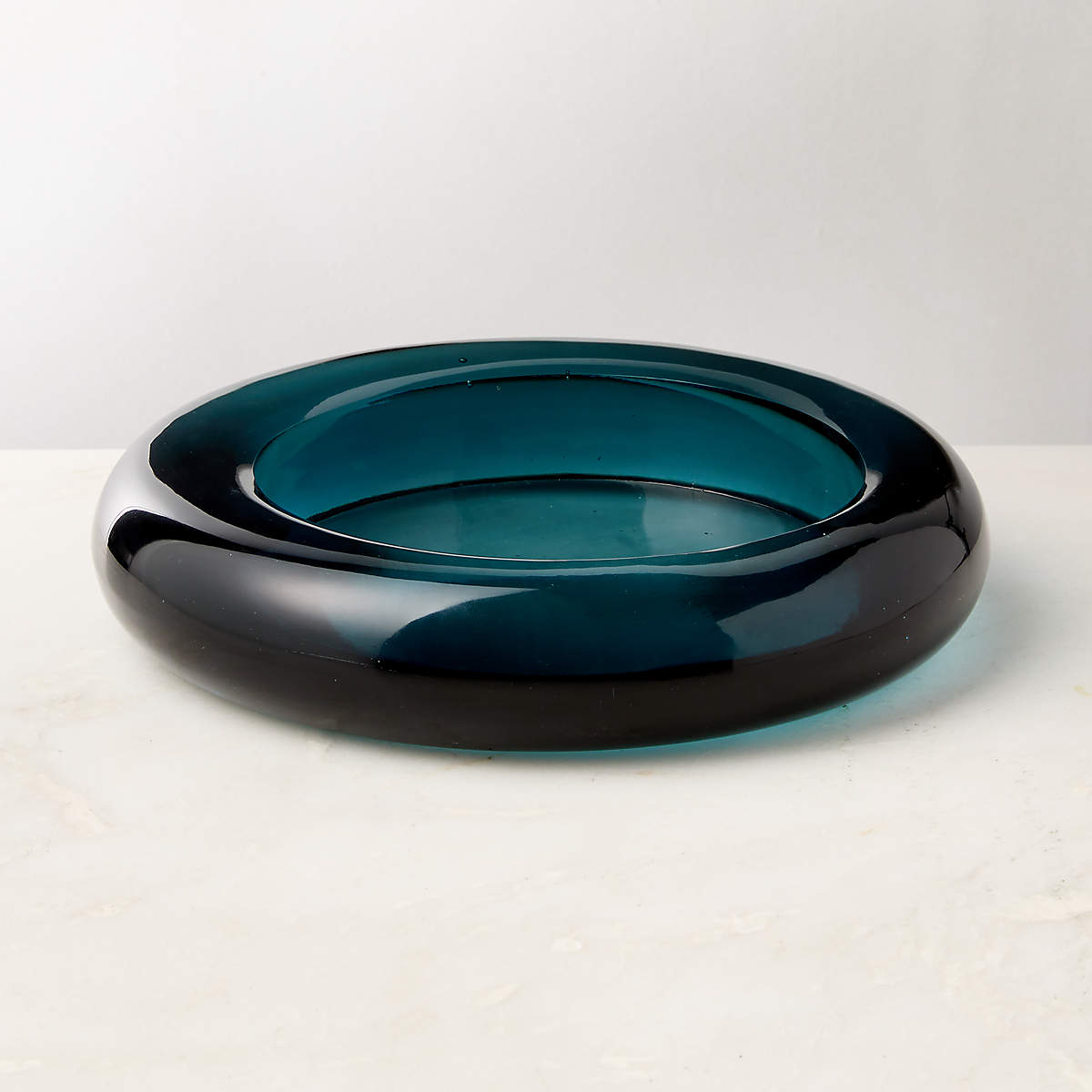 Glass teal trinket tray