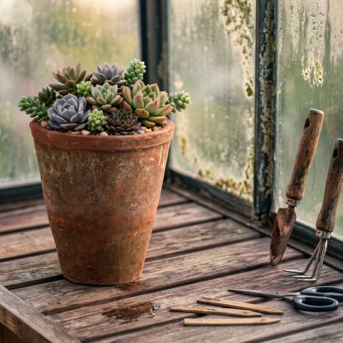 Maxdot 2 Pcs Aged Terracotta Pots 4'' X 4.5'' Rustic Terra Cotta Clay Pot Distressed Farmhouse Flower Pot Small Planter for Plants Cactus Garden Home Indoor Outdoor Patio Decor
