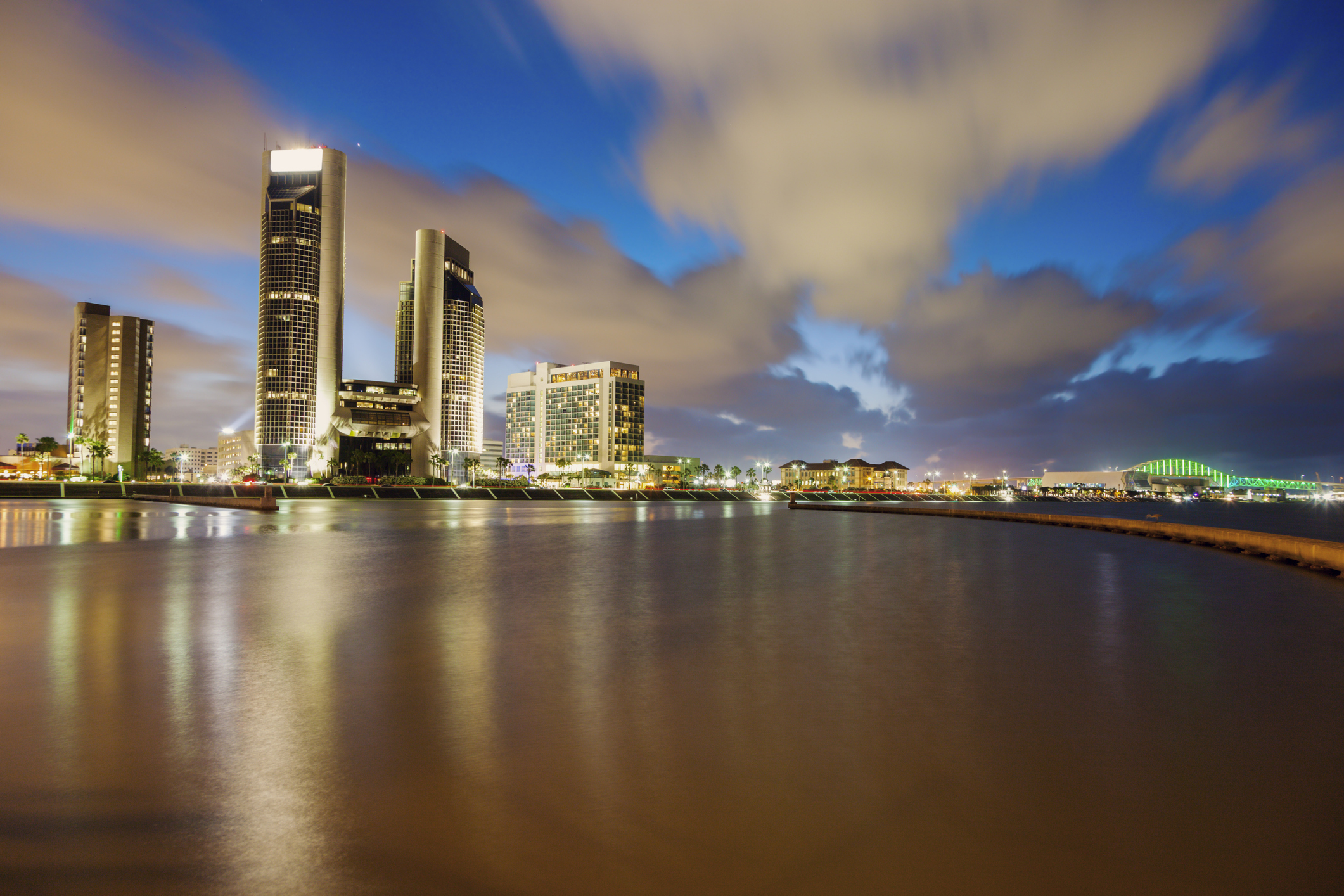 A view from the bay of Corpus Christi skyline.