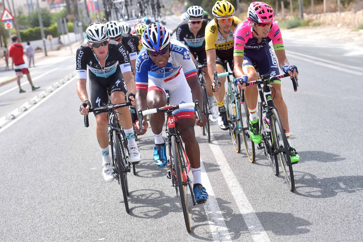 Lorenzo Manzin (FDJ) pulls in the breakaway