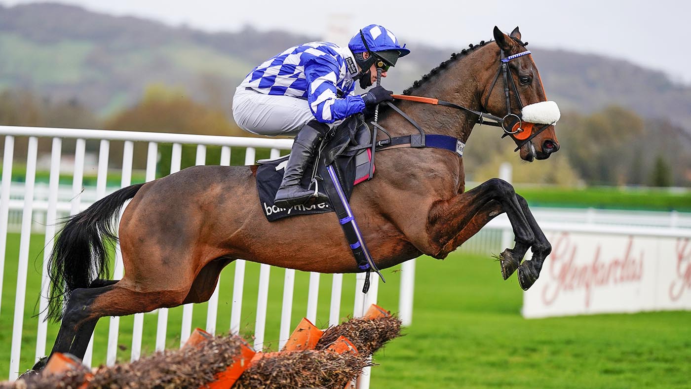 CHELTENHAM, ENGLAND - NOVEMBER 13: David Bass riding Does He Know on their way to winning The Ballymore Novices' Hurdle at Cheltenham Racecourse on November 13, 2020 in Cheltenham, England. Owners are allowed to attend if they have a runner at the meeting otherwise racing remains behind closed doors to the public due to the Coronavirus pandemic. (Photo by Alan Crowhurst/Getty Images)