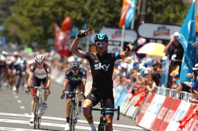 Thomas (Sky) celebrates a successful return to the road by winning the second stage of Tour Down Under