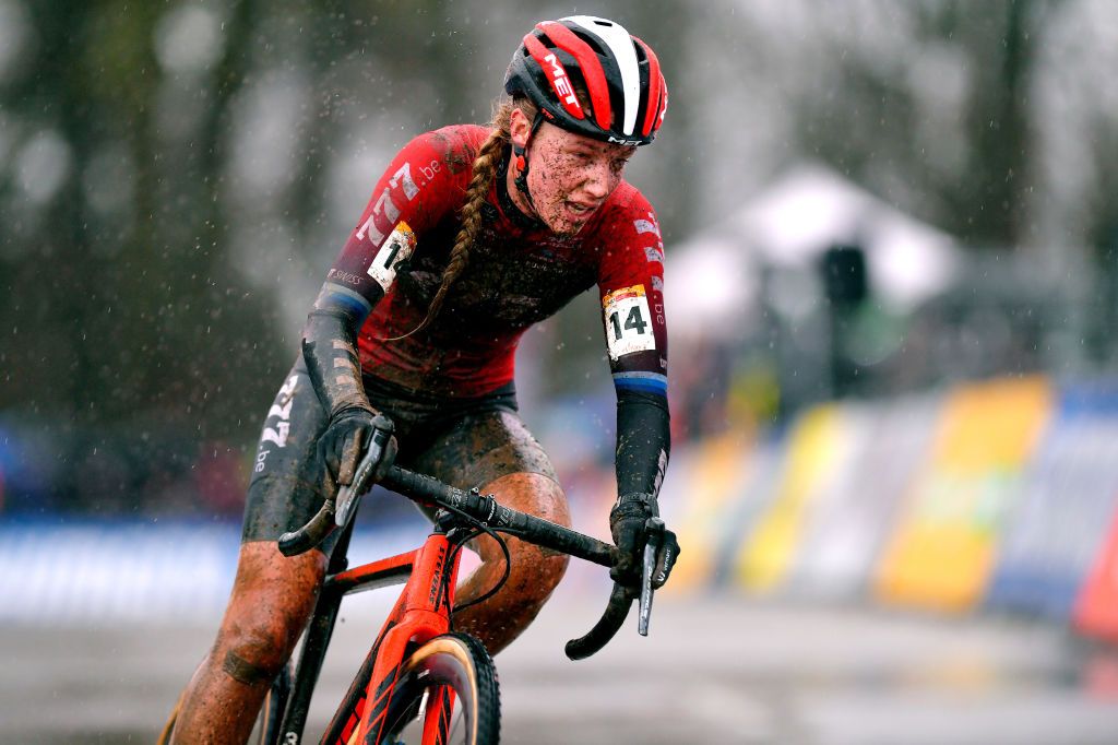 NAMUR BELGIUM DECEMBER 22 Annemarie Worst of The Netherlands and Team 777 Mud during the 11th Namur World Cup 2019 Women Elite UCICX TelenetUCICXWC on December 22 2019 in Namur Belgium Photo by Luc ClaessenGetty Images