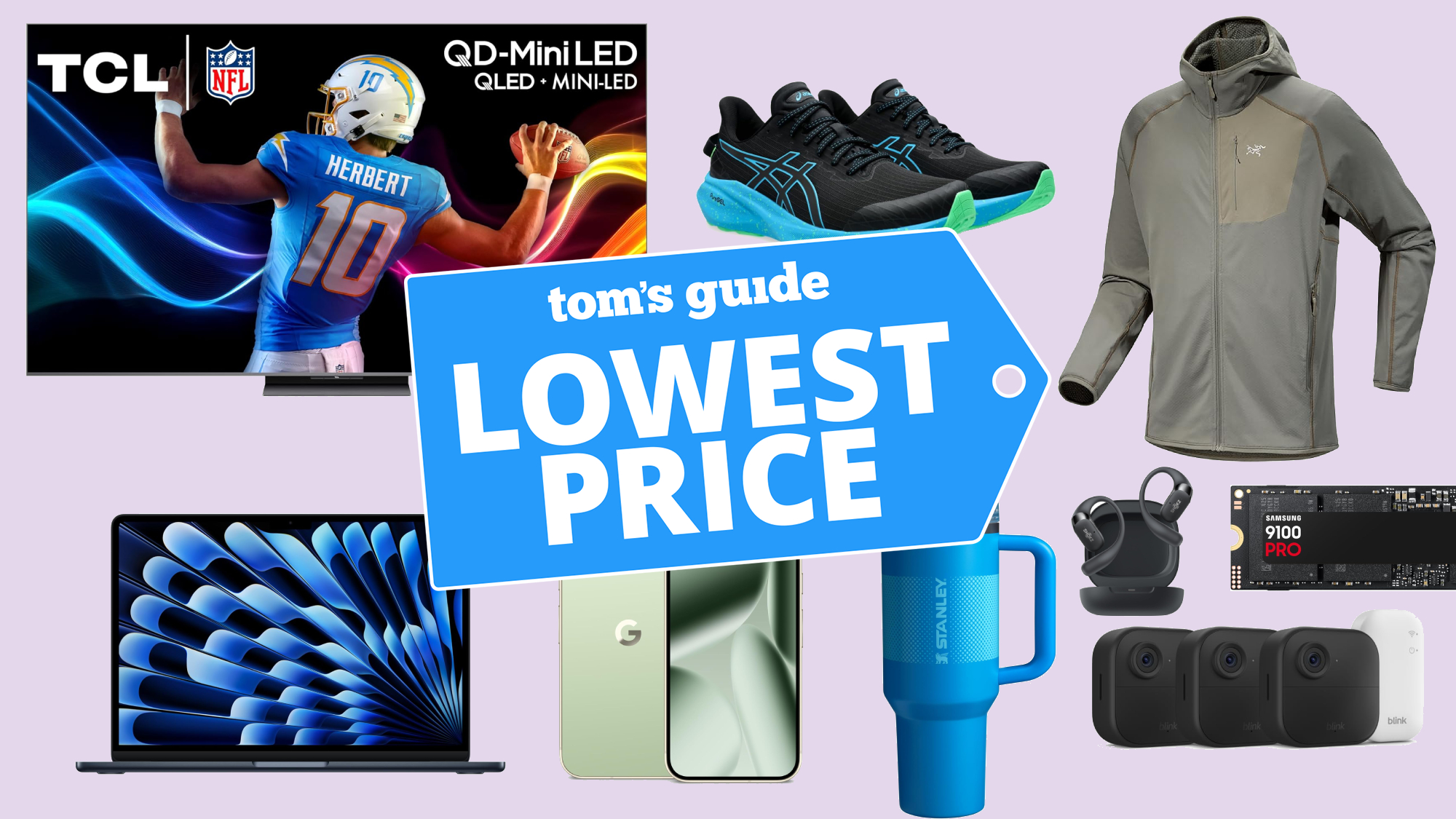 Collage of tech items on sale for Labor Day
