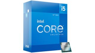 Intel Core i5-12600K ved siden av esken sin