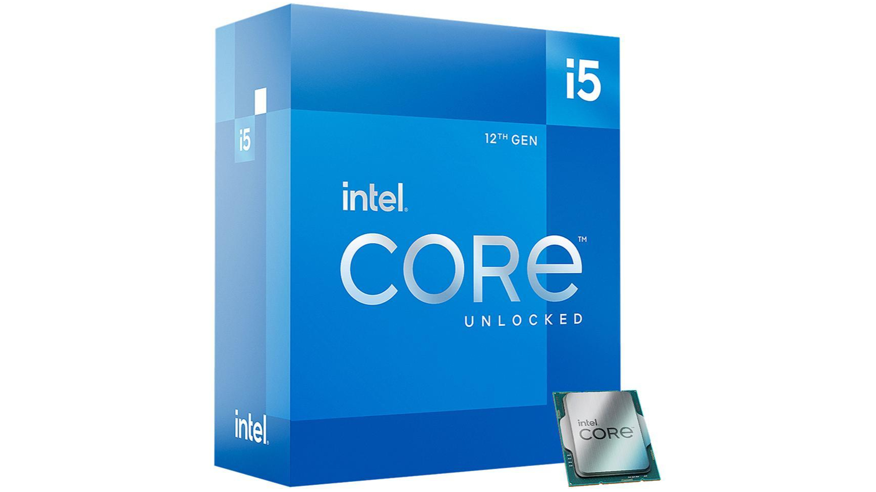 Intel Core i5-12600K ved siden av esken sin