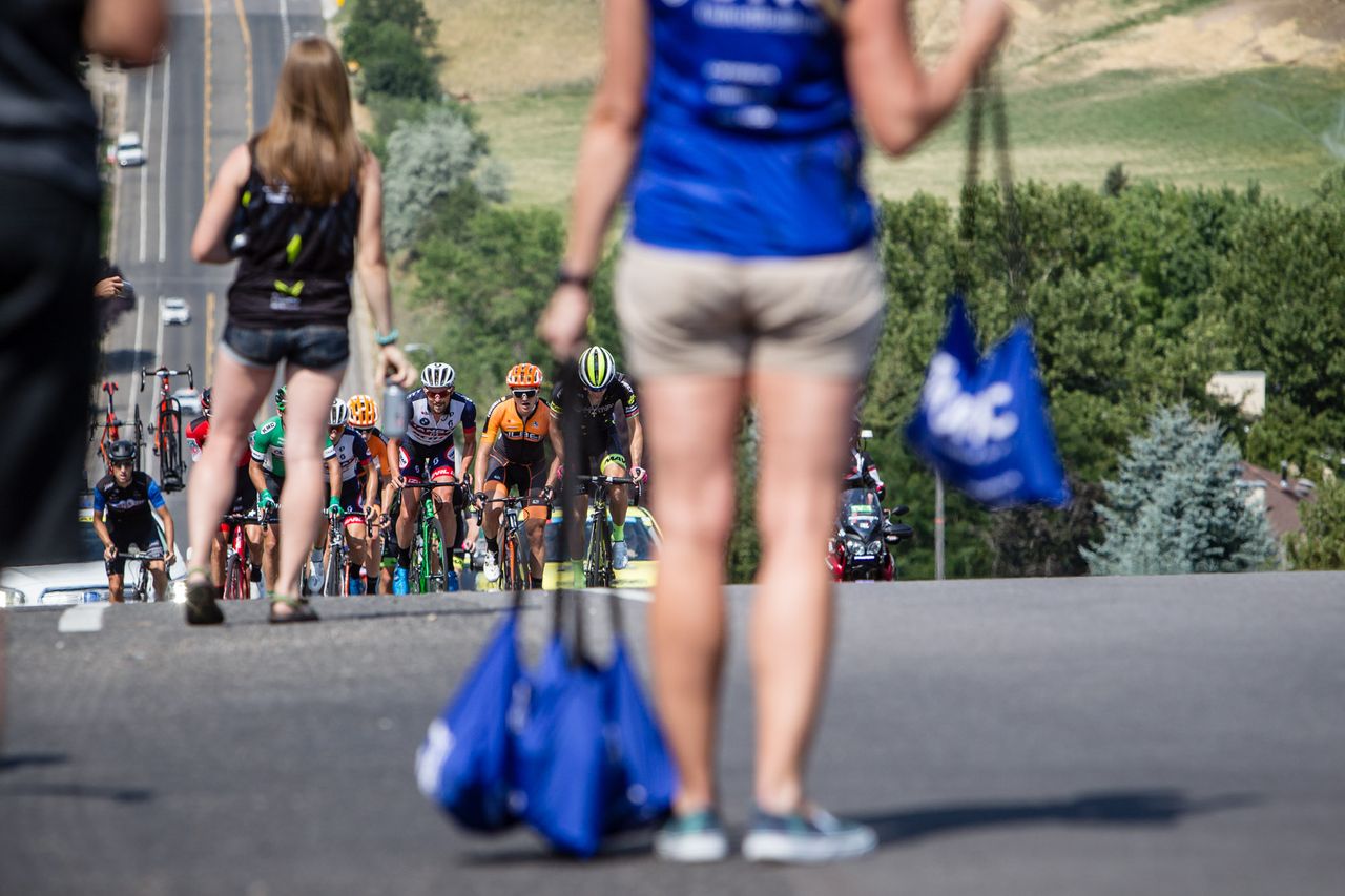 The breakaway approached the feed zone during stage 5