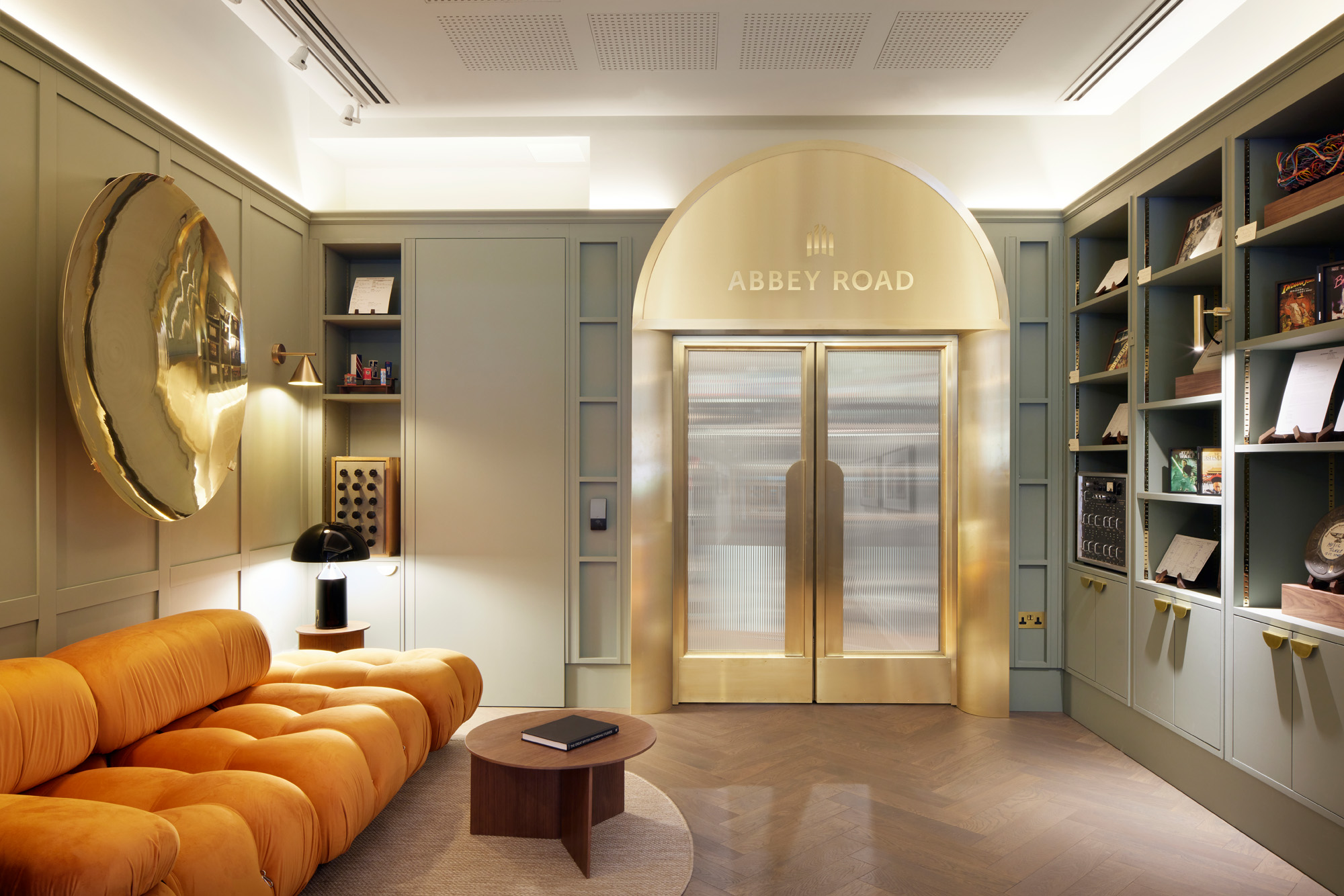 Abbey Road Studios after its interior refresh, showing recording spaces and lounge like breakout areas in warm woods