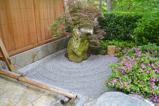 Zen garden with gravel and rocks