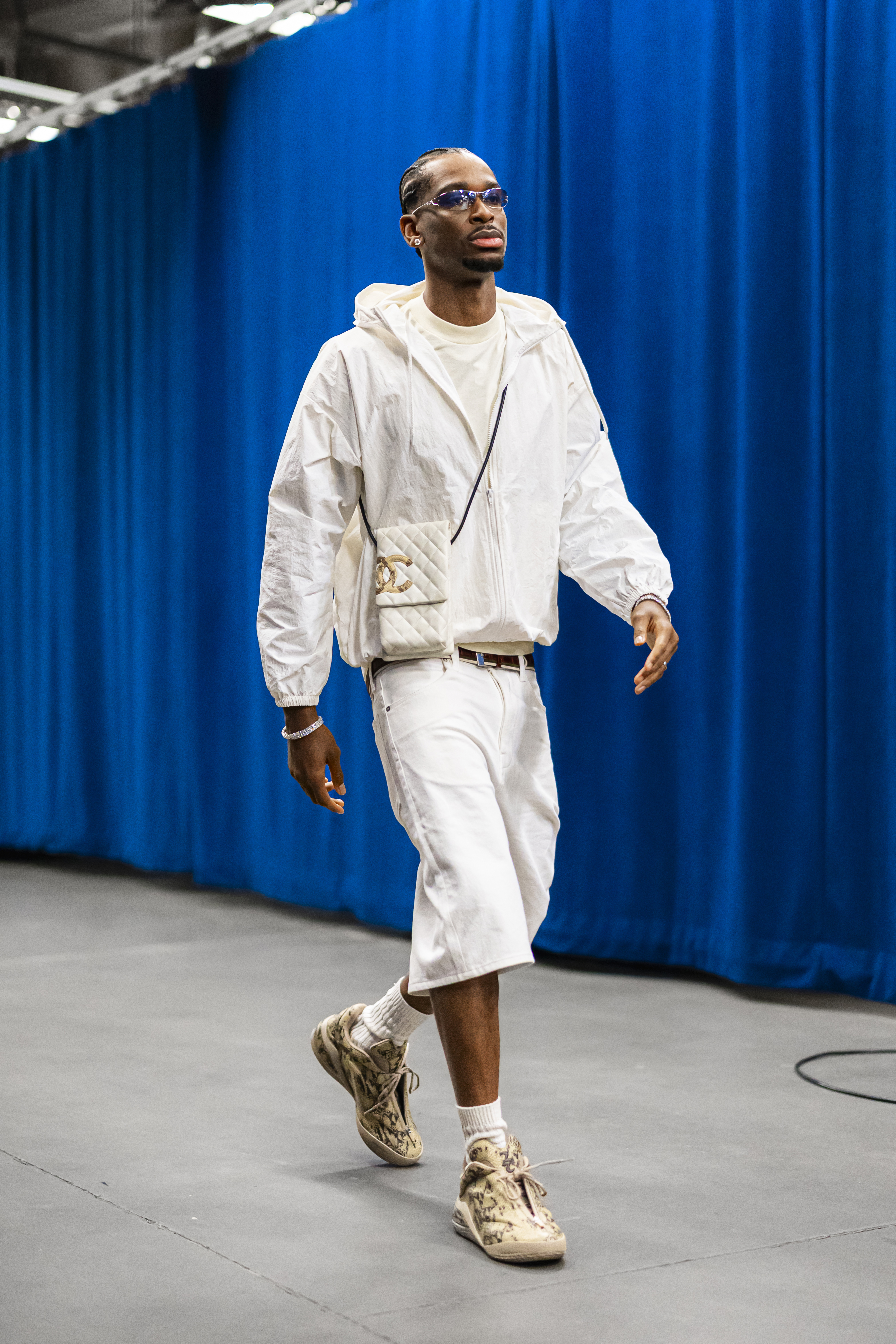 Shai Gilgeous-Alexander of the Oklahoma City Thunder arrives before game against the San Antonio Spurs during the 2026 NBA Western Conference Finals on May 18, 2026 in Oklahoma City, Oklahoma.