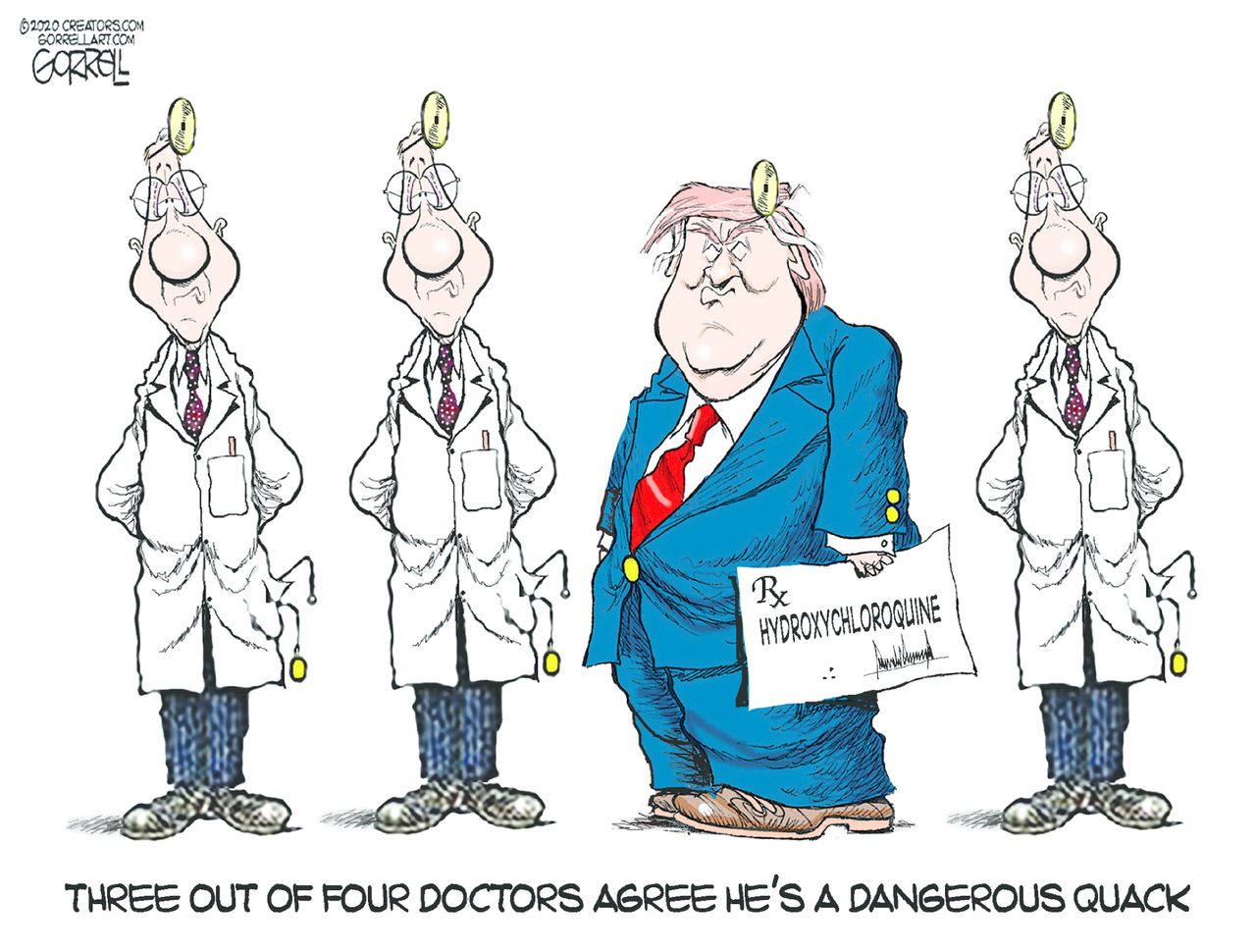 Political Cartoon U.S. Trump hydroxychloroquine coronavirus