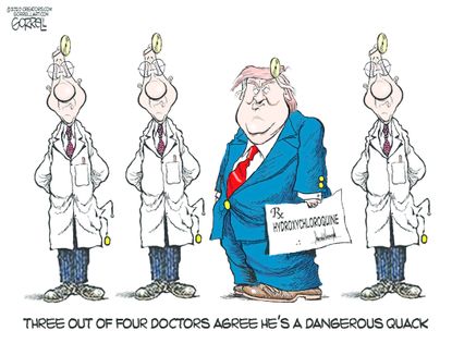 Political Cartoon U.S. Trump hydroxychloroquine coronavirus