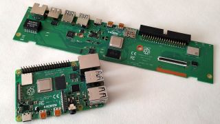 The boards from the Pi 4 and 400 side by side