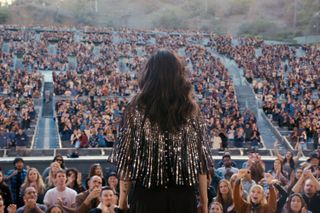 Sofia Carson as Cassie at the Hollywood Bowl, Oceanside, in Netflix's Purple Hearts