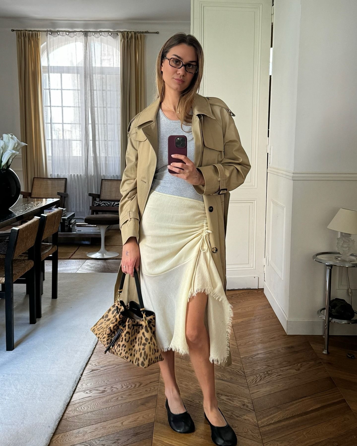 @annelauremais in a Parisian trench coat outfit