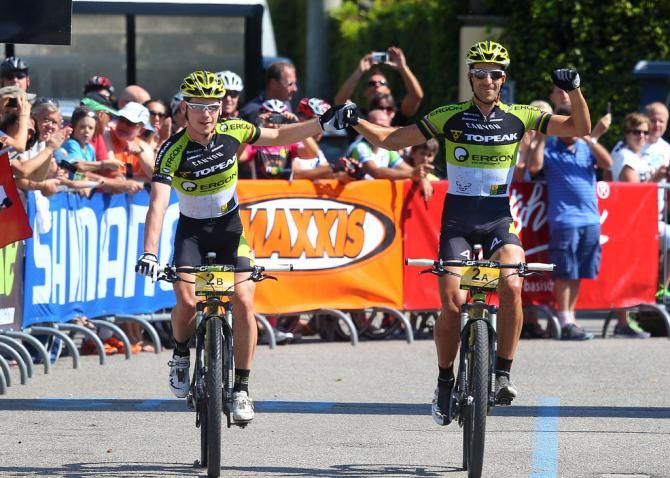 Stage 8 winners Robert Mennen and Alban Lakata