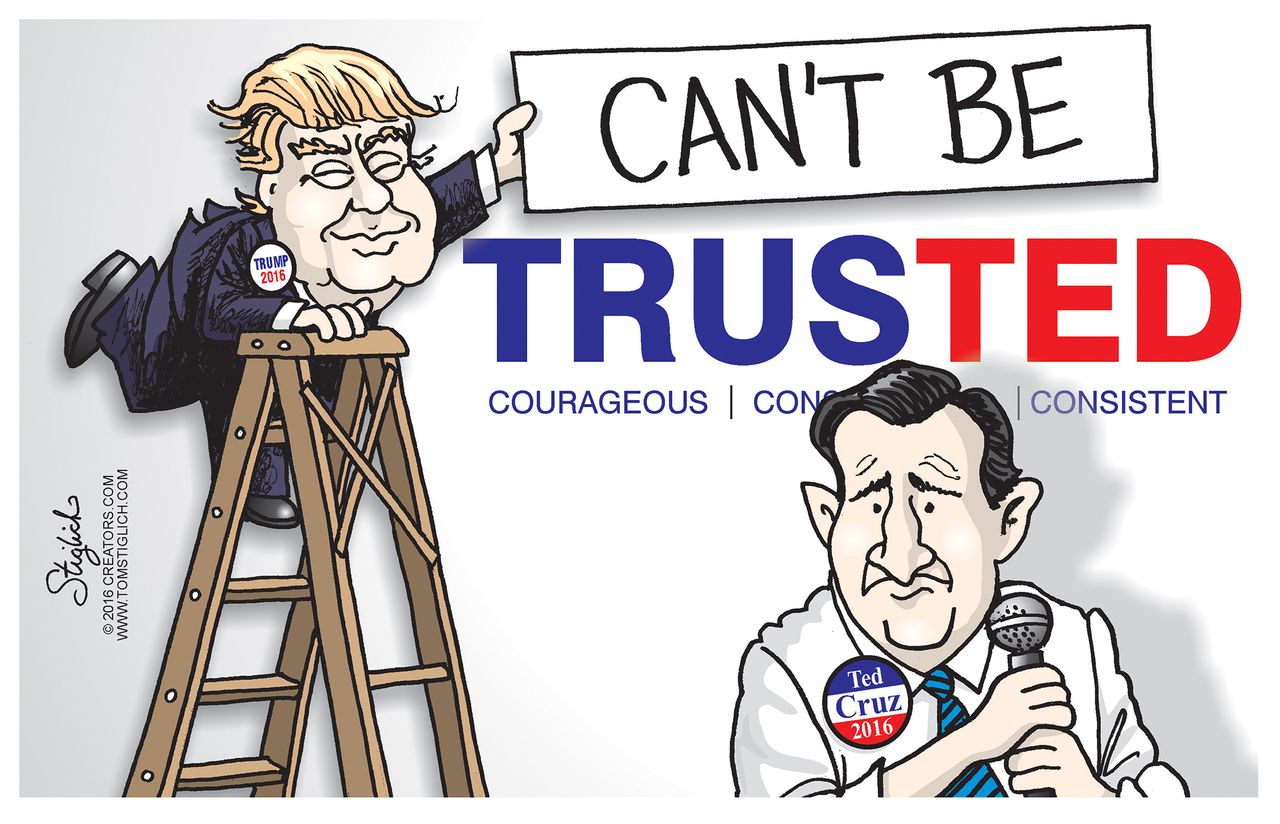 Political Cartoon U.S. Trump Cruz