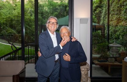 Paul Smith and Giorgio Armani at Armani’s Milan home