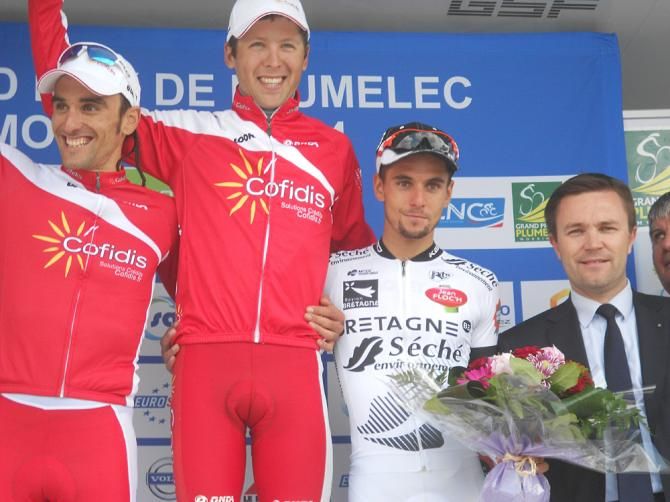 The GP Plumelec-Morbihan podium: Luis Mat&eacute;, Julien Simon and Armindo Fonseca