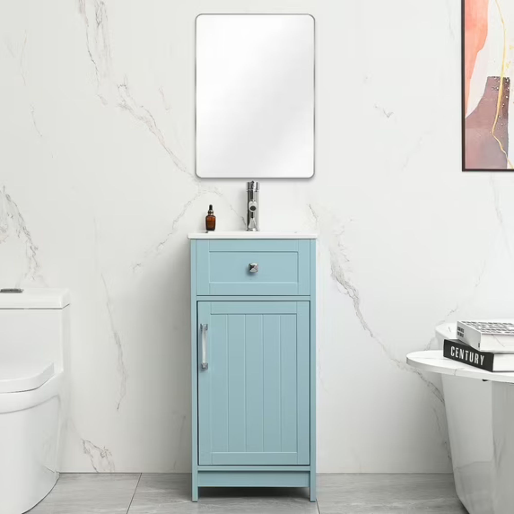 Wonline 16 inch Light Blue Bathroom Vanity